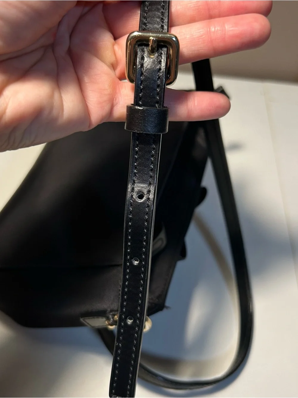 Kate Spade Black Nylon Crossbody Shoulder Bag Bow Detail Classic Leather Strap